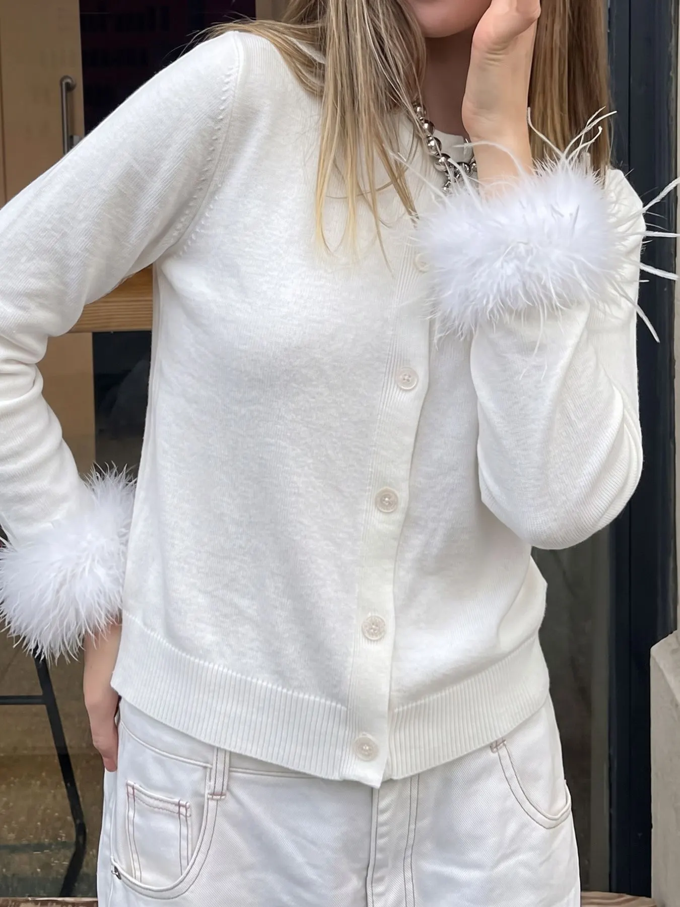 Fuzzy Cuffs Button Up Cardigan
