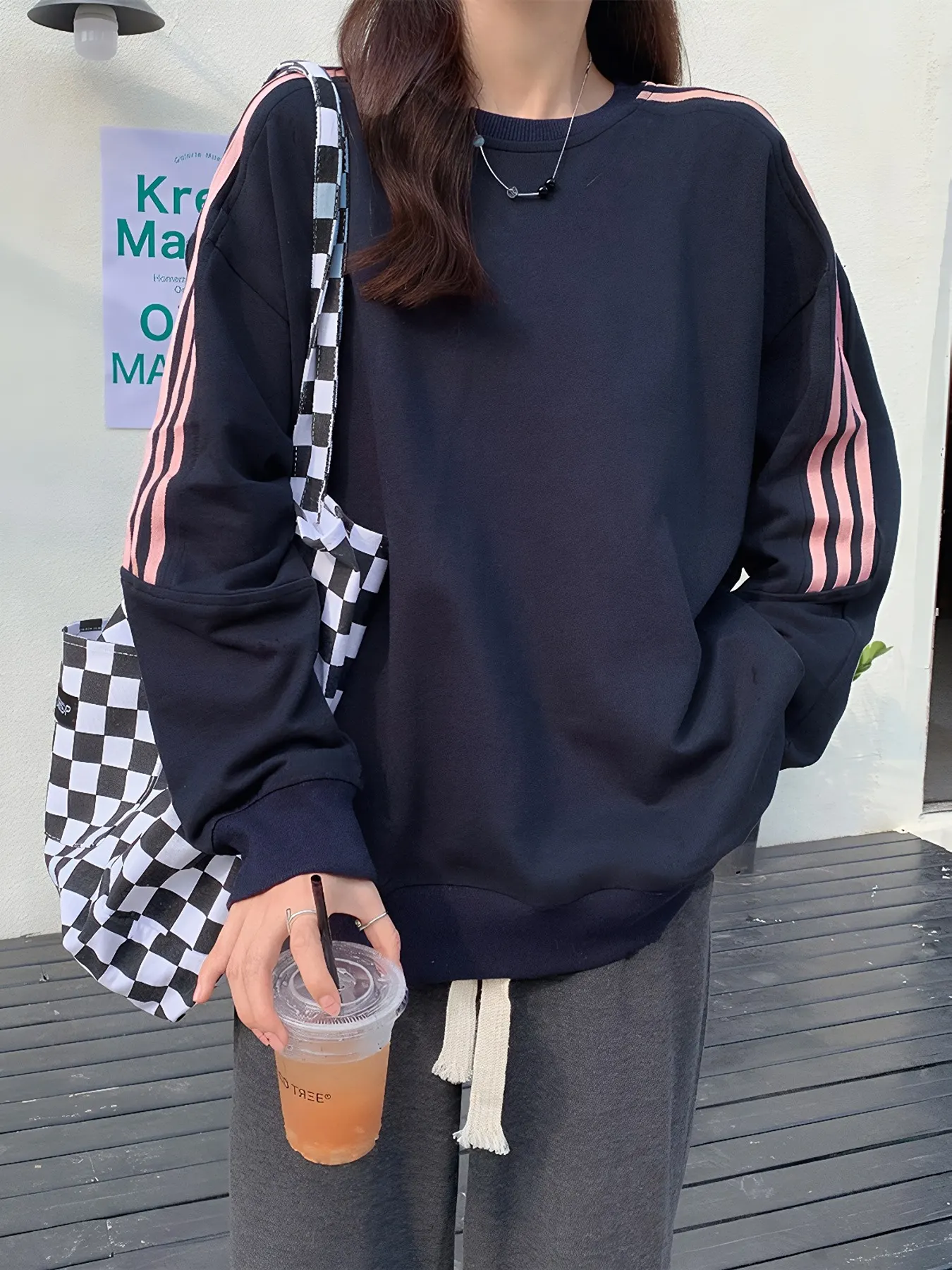 Striped Round Neck Sweatshirt